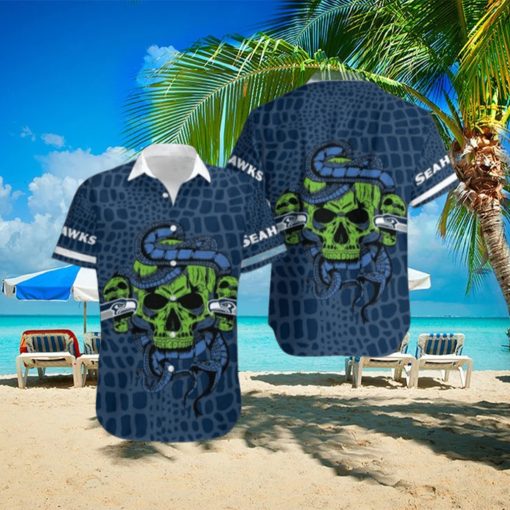 Seattle Seahawks Snake And Skull Hawaiian Shirt