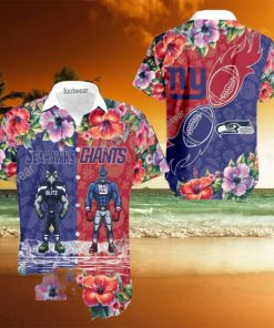 Seattle Seahawks VS NFL New York Giants Mascot Latest All Over Print Hawaiian Shirt Men And Women Gift