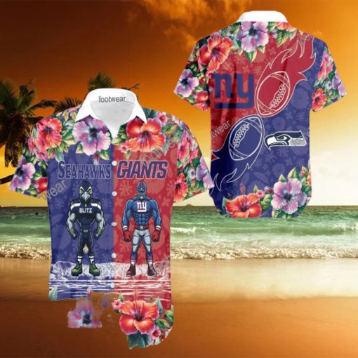 Seattle Seahawks VS NFL New York Giants Mascot Latest All Over Print Hawaiian Shirt Men And Women Gift