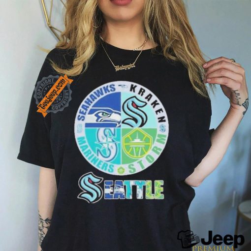 Seattle sports teams logo 2024 Seahawks kraken mariners and storm T shirt