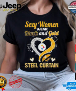 Sexy Women Wear Black And Gold Heart Steel Curtain Shirt