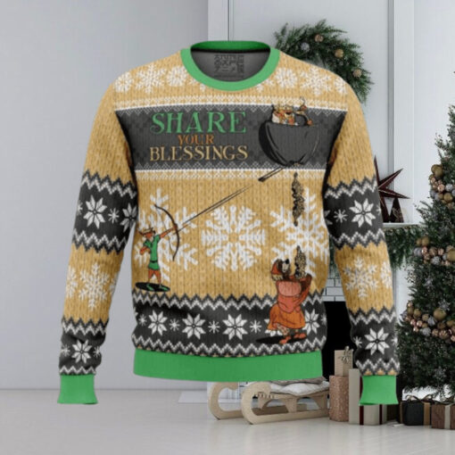 Share Your Blessings Robin Hood Disney 2024 Ugly Christmas Sweater Gift For Family