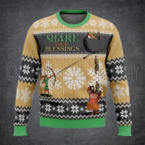 Share Your Blessings Robin Hood Ugly Christmas Sweater