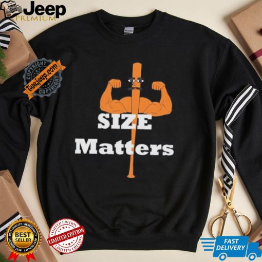 Size matters muscle baseball shirt