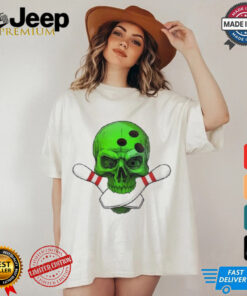 Skeleton Head Skull Bowling Ball & Pins Happy Halloween Day Shirt