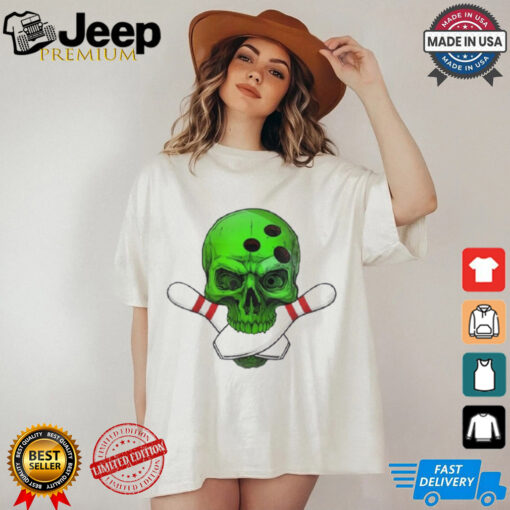 Skeleton Head Skull Bowling Ball & Pins Happy Halloween Day Shirt