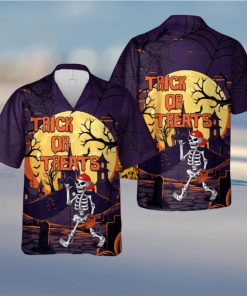 Skeleton Player Baseball Halloween Hawaiian Shirt Gift For Fans