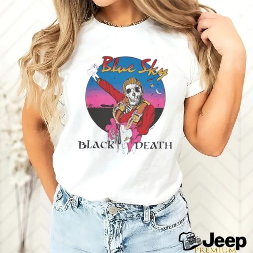 Skeleton blue sky black death shirt