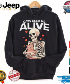 Skeleton hug cats keep me alive shirt