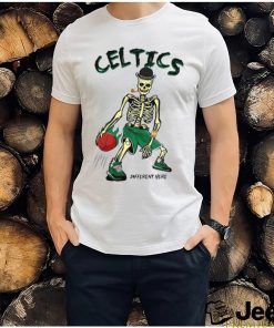 Skeleton playing Boston Celtics Basketball different here 2024 shirt