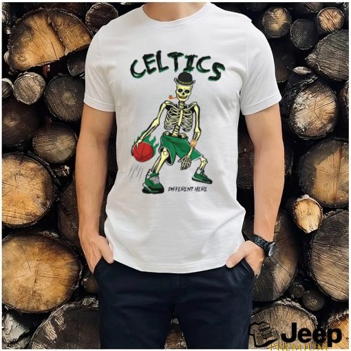 Skeleton playing Boston Celtics Basketball different here 2024 shirt