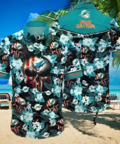 Skull Flower Miami Dolphins Hawaiian Shirt