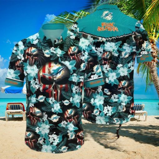 Skull Flower Miami Dolphins Hawaiian Shirt