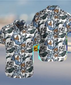 Skulls And Butterflies Hawaiian Shirt Best Gift