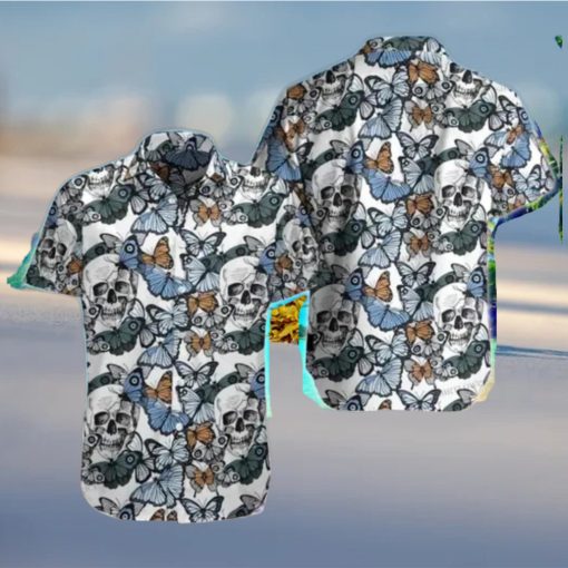 Skulls And Butterflies Hawaiian Shirt Best Gift