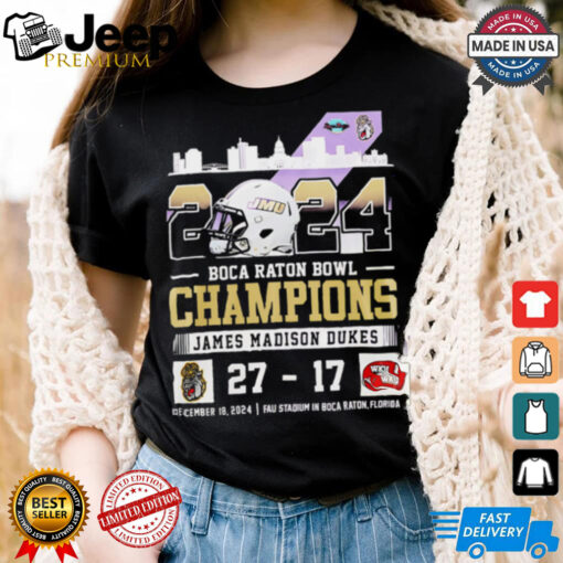 Skyline 2024 Boca Raton Bowl Champions James Madison Dukes score shirt