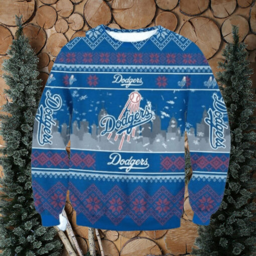 Skyline Dodgers Baseball Christmas City Ugly Sweater