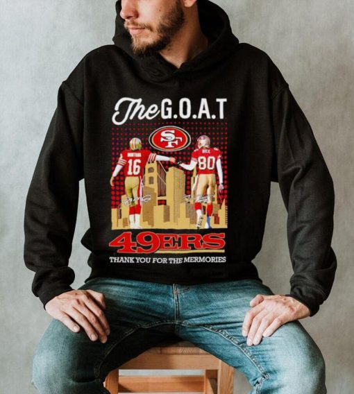 Skyline The Goat Joe Montana and Jerry Rice 49ers thank you for the memories shirt