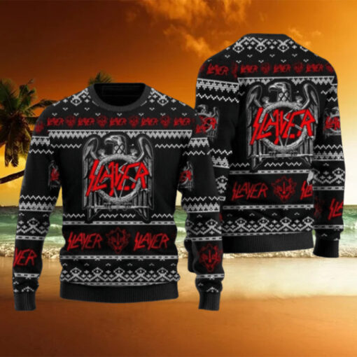 Slayer Band Eagle Logo Signature Christmas Ugly Sweater