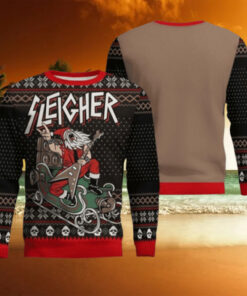 Slayer Band Sleigher Rock And Roll Santa Claus Christmas Party Knitted Ugly Christmas Sweater