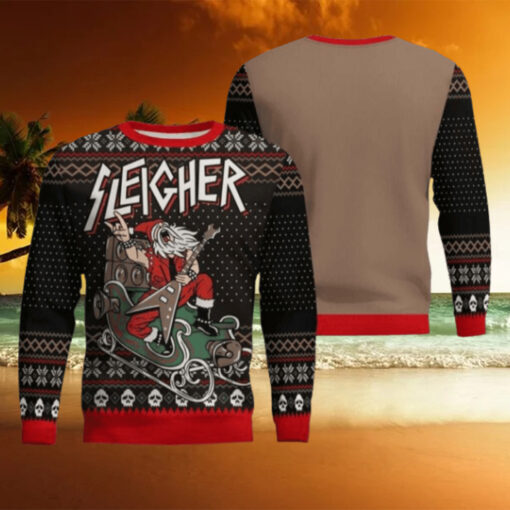 Slayer Band Sleigher Rock And Roll Santa Claus Christmas Party Knitted Ugly Christmas Sweater