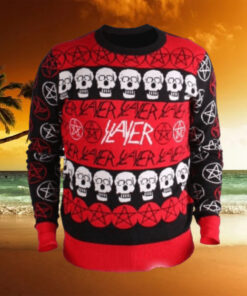 Slayer Kerry King Pentagram And Skulls Pattern Logo Holiday 2024 Christmas Ugly Sweater