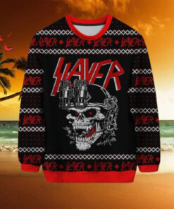 Slayer Reign In Blood For The Holiday Skull Knitted Ugly Sweater