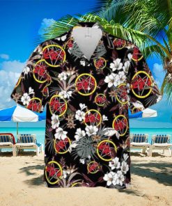 Slayer Rock Band With White Flower 2024 Summer Trending Hawaiian Shirt