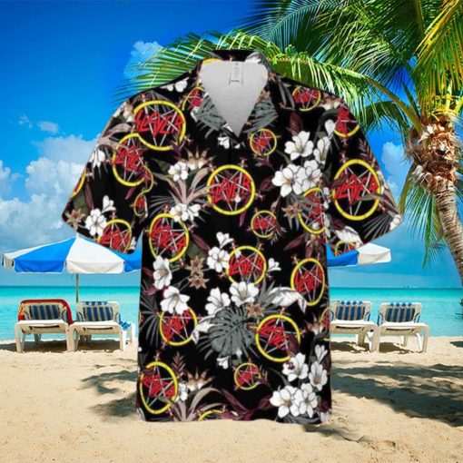 Slayer Rock Band With White Flower 2024 Summer Trending Hawaiian Shirt