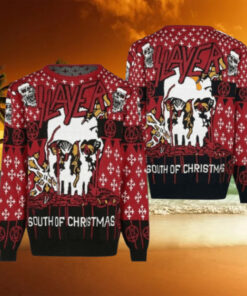 Slayer South Of Christmas Bloody Skull Santa All Over Knitted Christmas Ugly Sweater