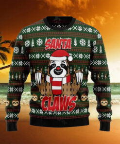 Sloth Santa Claws Ugly Christmas Sweater