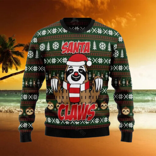 Sloth Santa Claws Ugly Christmas Sweater