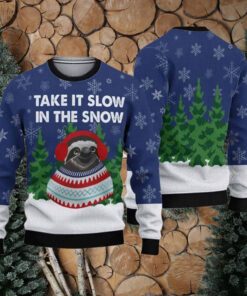 Sloth Take It Slow In The Snow Ugly Christmas Sweater