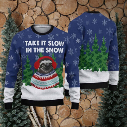 Sloth Take It Slow In The Snow Ugly Christmas Sweater