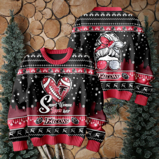 Smart Woman Loves Her Atlanta Falcons Christmas Holiday Sweater1