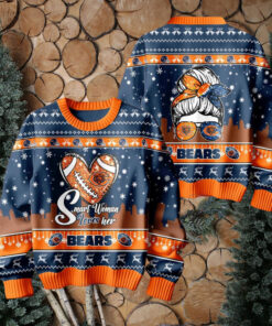 Smart Woman Loves Her Chicago Bears Christmas Holiday Sweater1