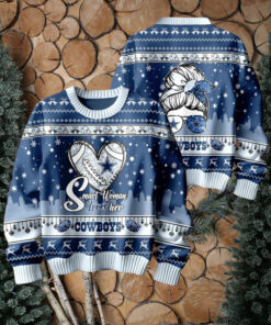 Smart Woman Loves Her Dallas Cowboys Christmas Holiday Sweater1