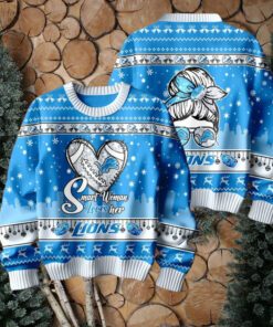 Smart Woman Loves Her Detroit Lions Christmas Holiday Sweater1