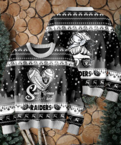 Smart Woman Loves Her Las Vegas Raiders Christmas Holiday Sweater1