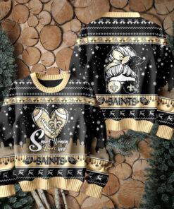 Smart Woman Loves Her New Orleans Saints Christmas Holiday Sweater1