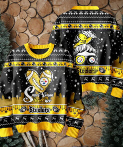 Smart Woman Loves Her Pittsburgh Steelers Christmas Holiday Sweater1