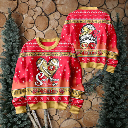 Smart Woman Loves Her San Francisco 49ers Christmas Holiday Sweater1