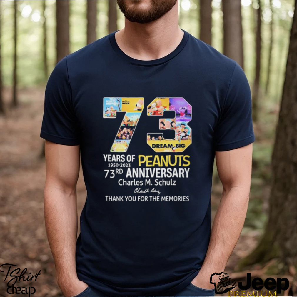 Snoopy 73 Years Of 1950 2023 Peanuts Signature Thank You For The Memories T  shirt For Fans - teejeep