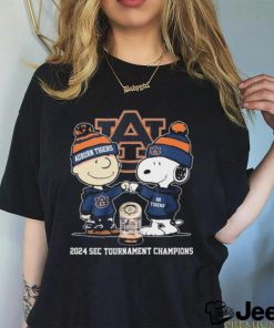 Snoopy And Charlie Brown Auburn Tigers 2024 SEC Men’s Basketball Tournament Champions Shirt