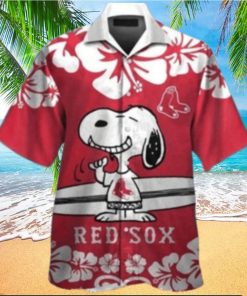 Snoopy And Hibiscus Boston Red Sox Aloha Shirt