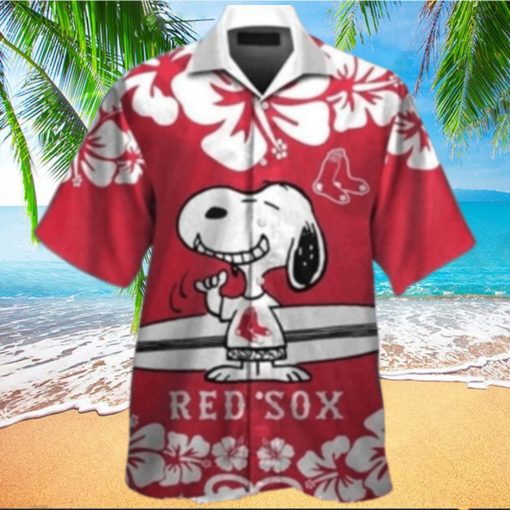 Snoopy And Hibiscus Boston Red Sox Aloha Shirt