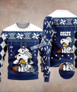 Snoopy And Woodstock Indianapolis Colts Blue Cheap Ugly Christmas Sweater