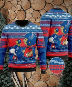 Snoopy And Woodstock MLB Dodgers Ugly Christmas Sweater