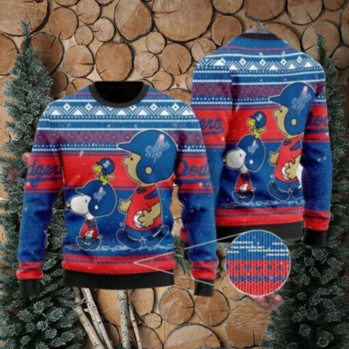 Snoopy And Woodstock MLB Dodgers Ugly Christmas Sweater