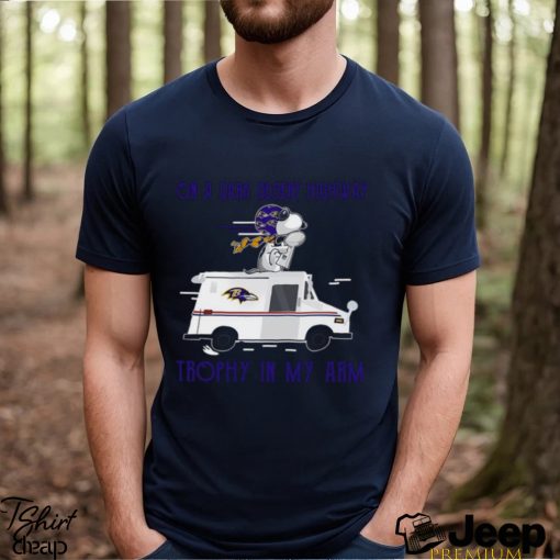 Snoopy Baltimore Ravens on a dark desert highway trophy in my arm shirt